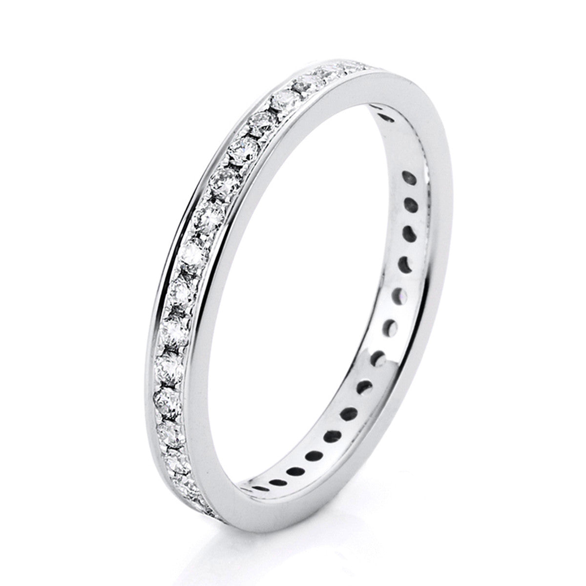 diamond full cut eternity full ring in white gold