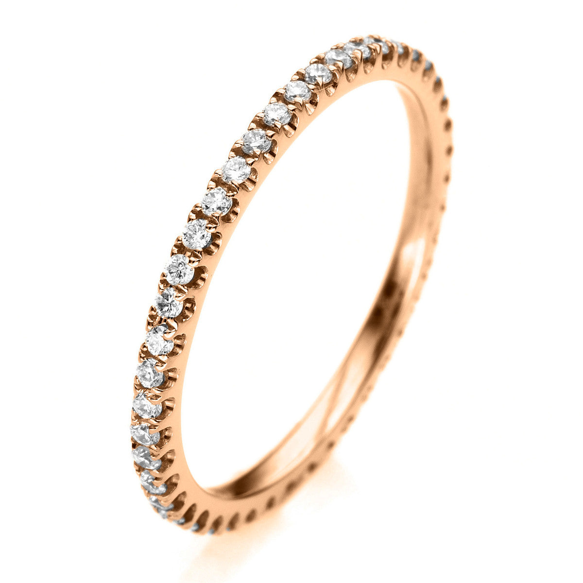 diamond full cut eternity full ring in red gold