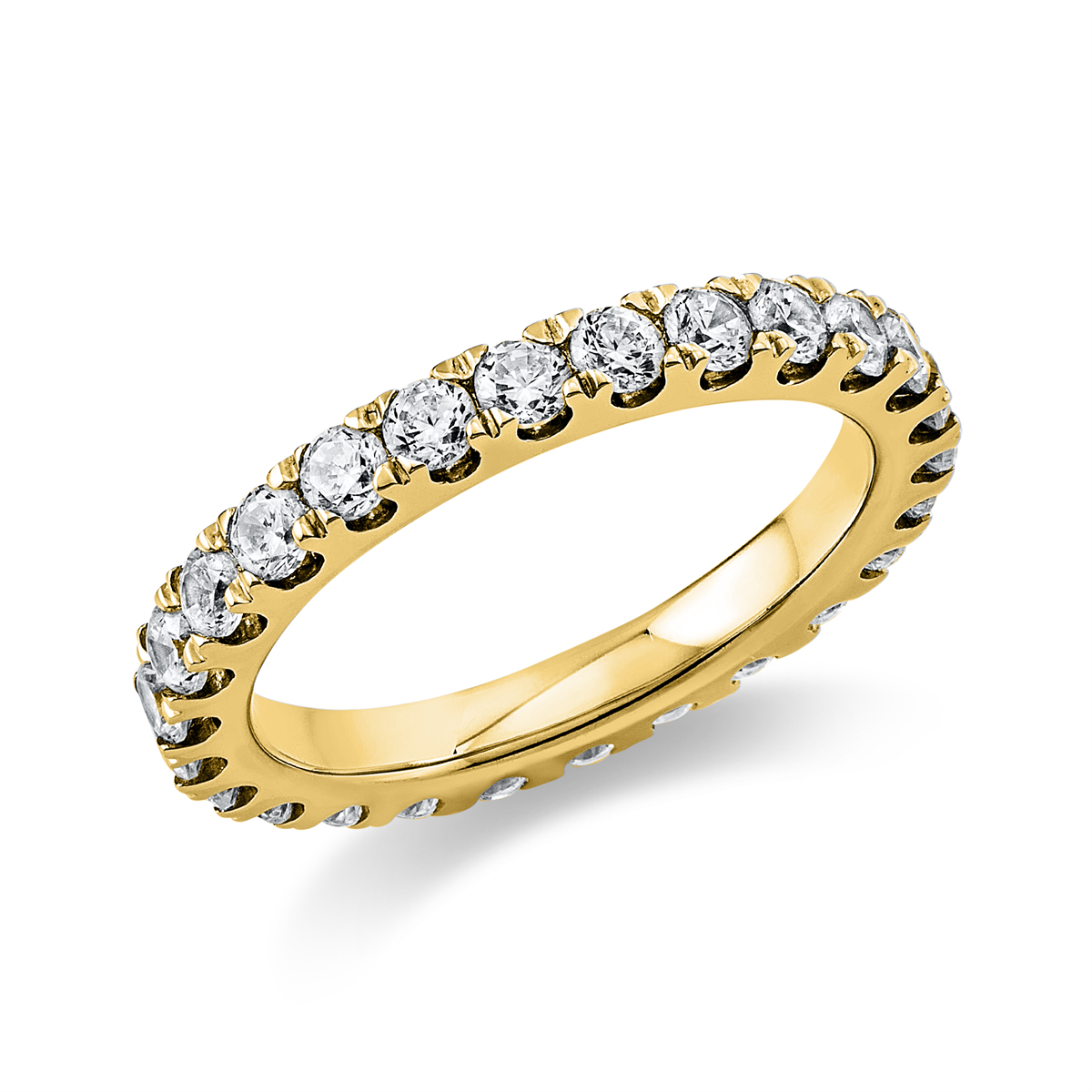 diamond full cut eternity full ring in yellow gold