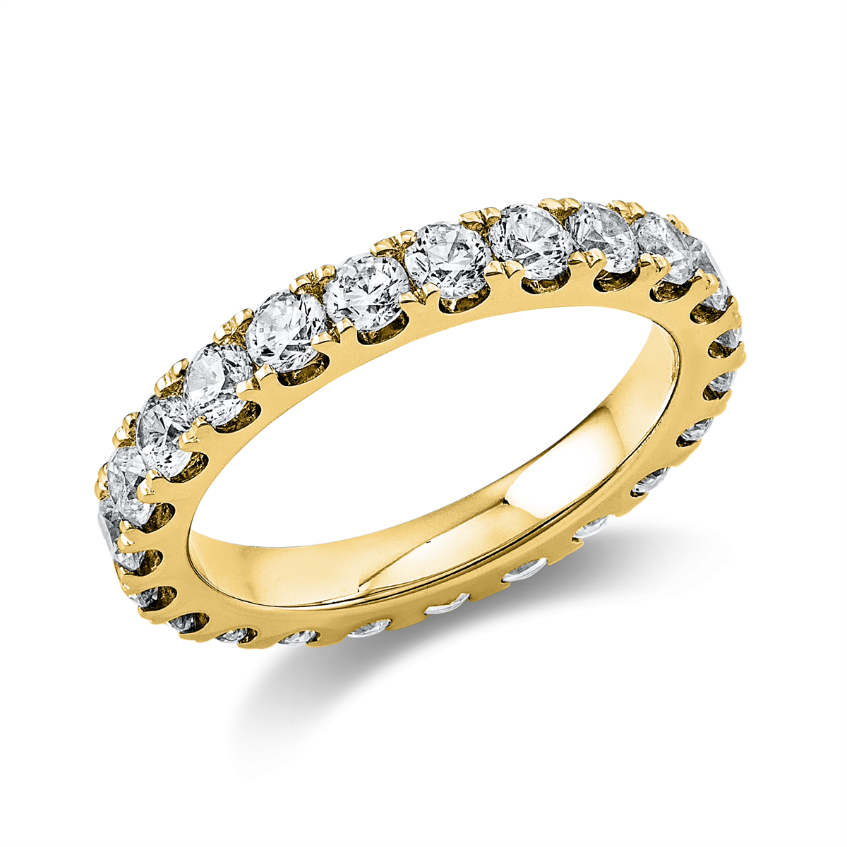 diamond full cut eternity full ring in yellow gold