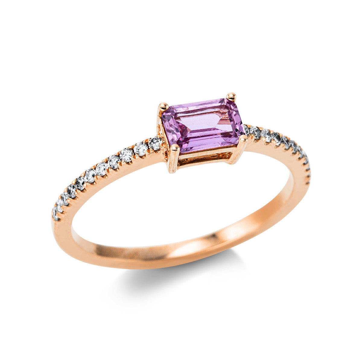 diamond full cut sapphire colored stone classic ring in red gold