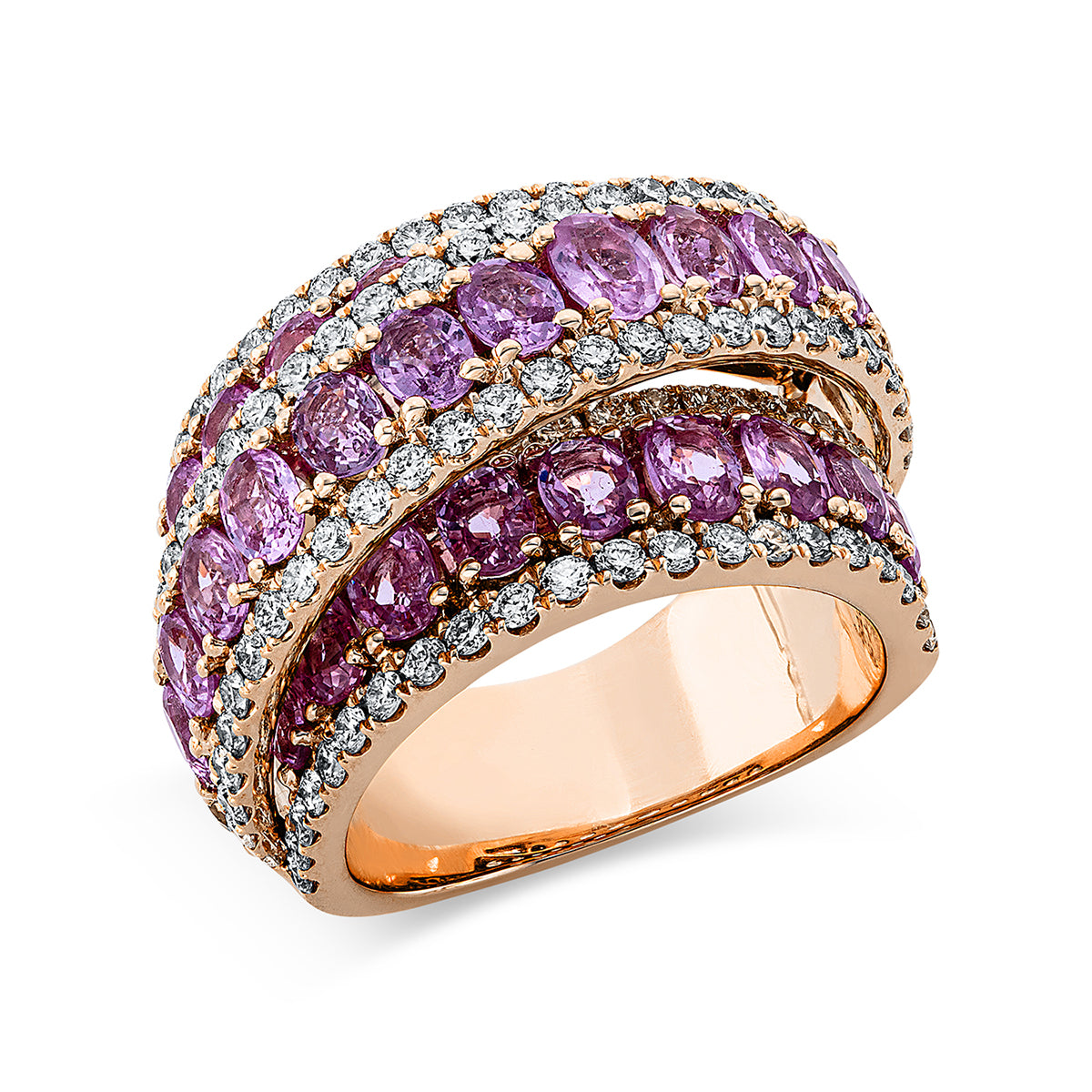 diamond full cut sapphire colored stone classic ring in red gold