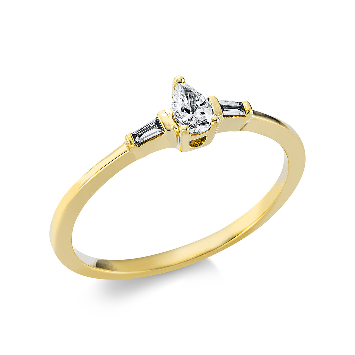 taper solitaire with accent stones ring in yellow gold