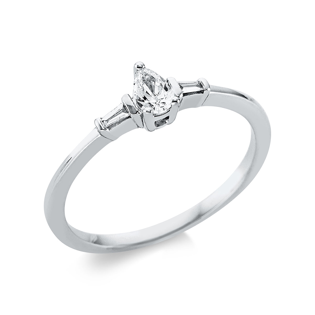 taper solitaire with accent stones ring in white gold