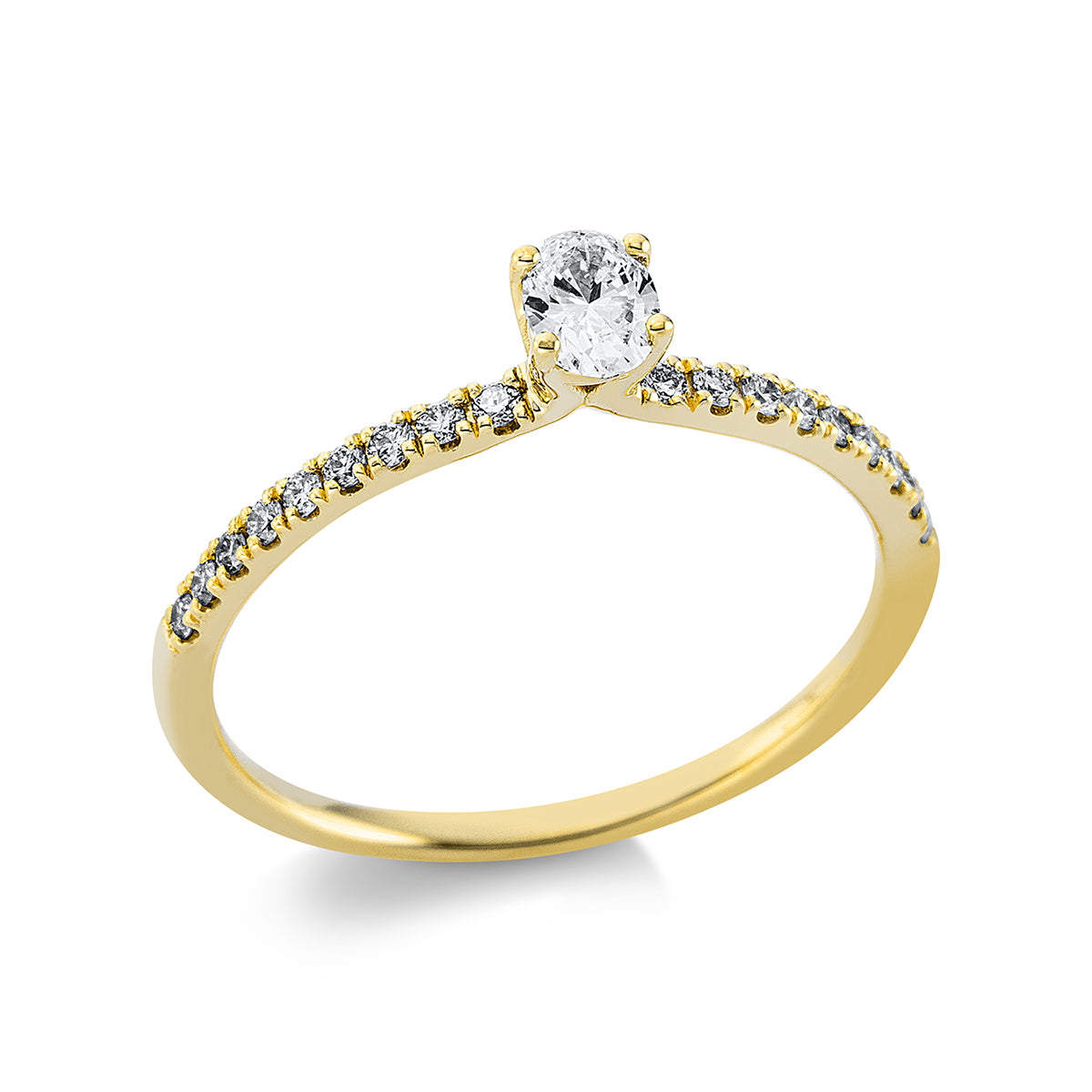 diamond full cut solitaire with accent stones ring in yellow gold