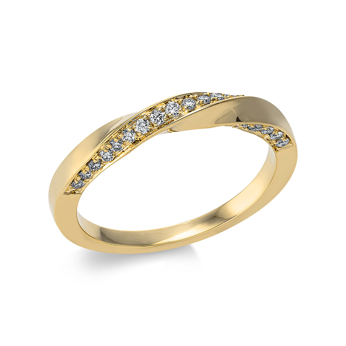 diamond full cut modern woman ring in yellow gold