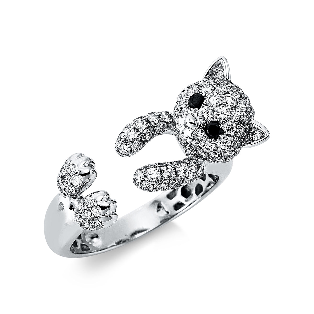 diamond full cut animal ring in white gold