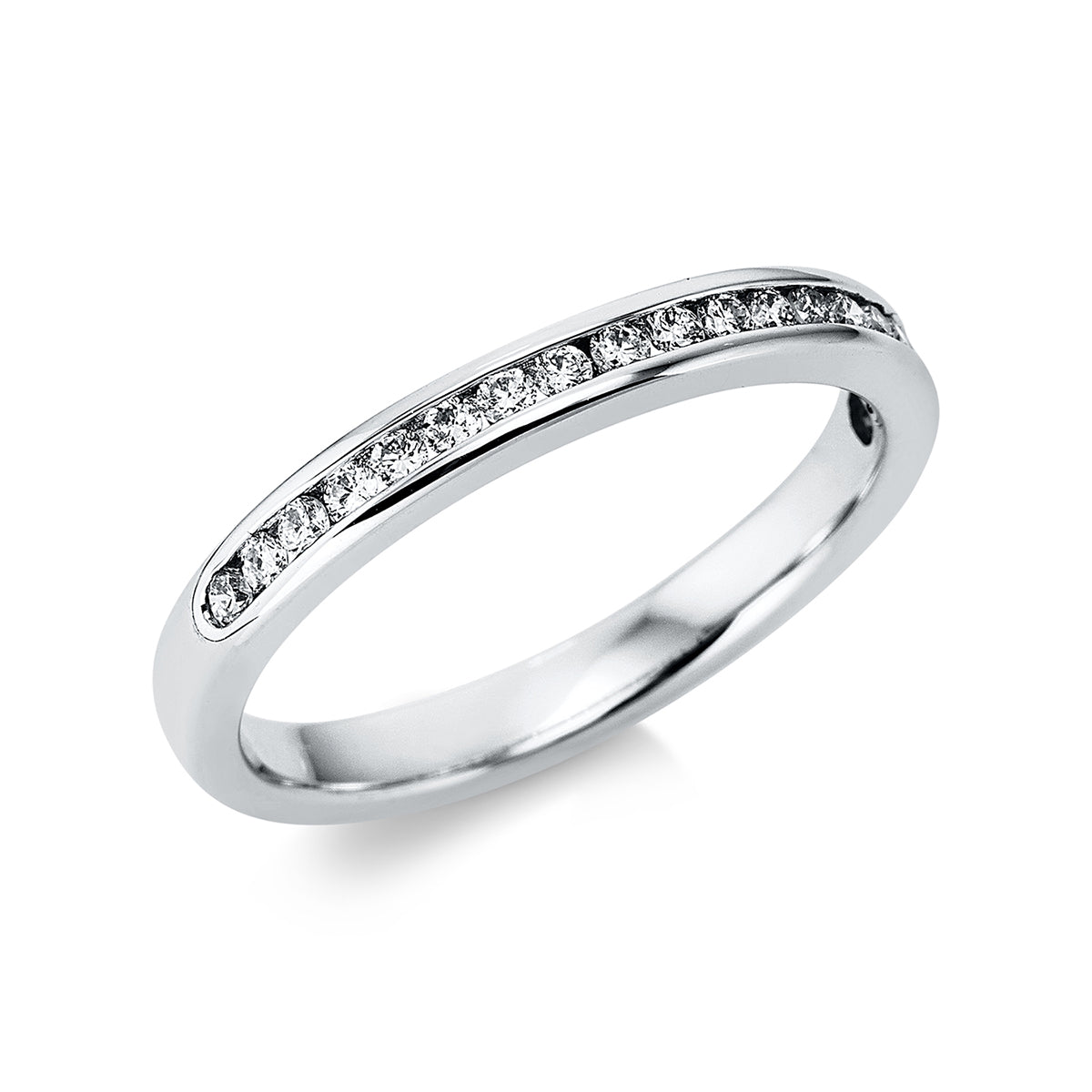 diamond full cut eternity half ring in white gold