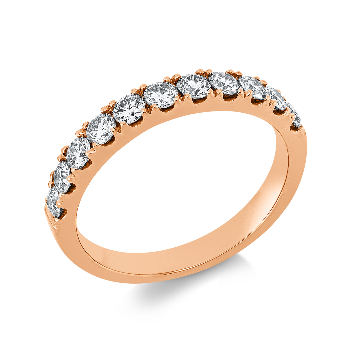 diamond full cut eternity half ring in red gold