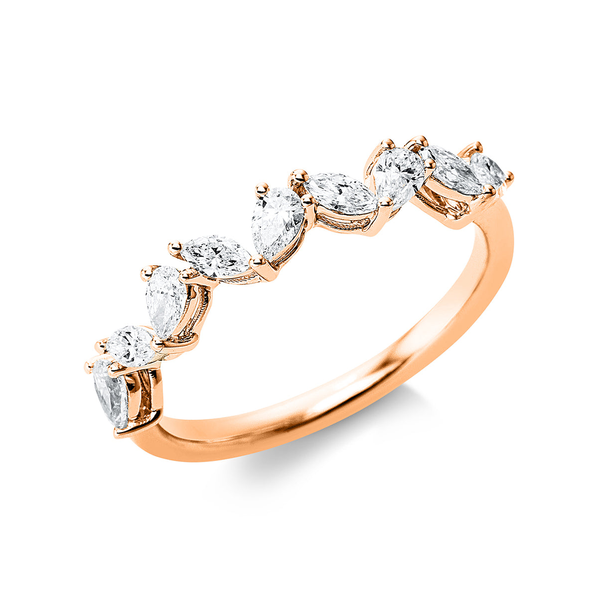 pear shape modern woman ring in red gold