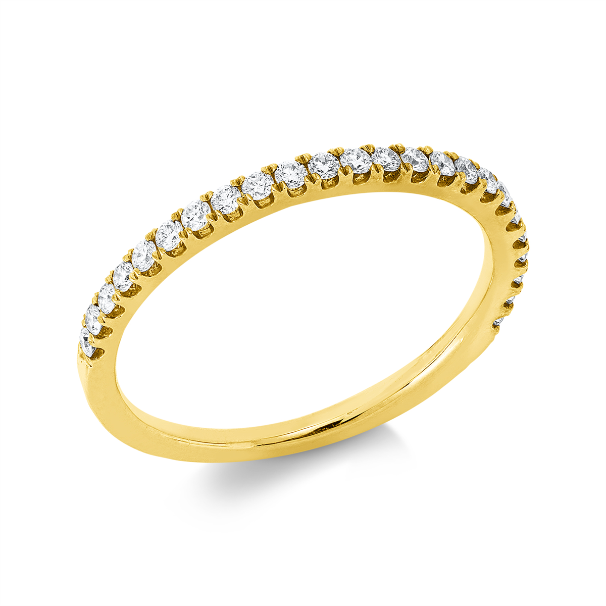 diamond full cut eternity half ring in yellow gold