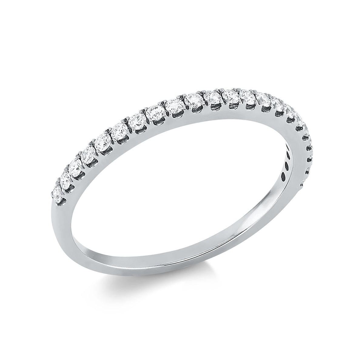 diamond full cut eternity half ring in white gold