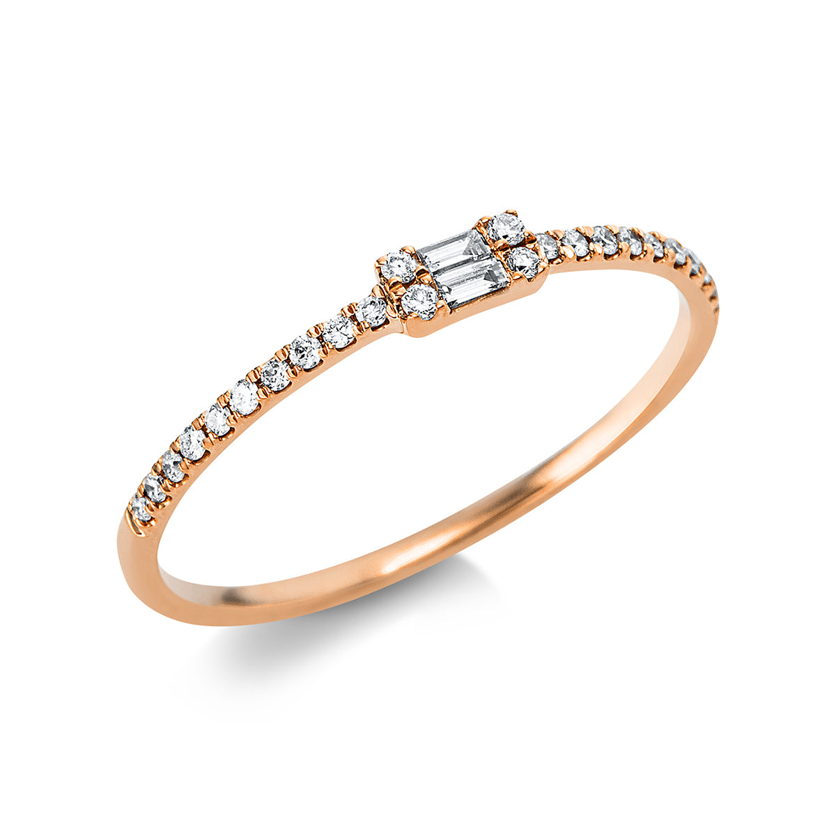 diamond full cut modern woman ring in red gold