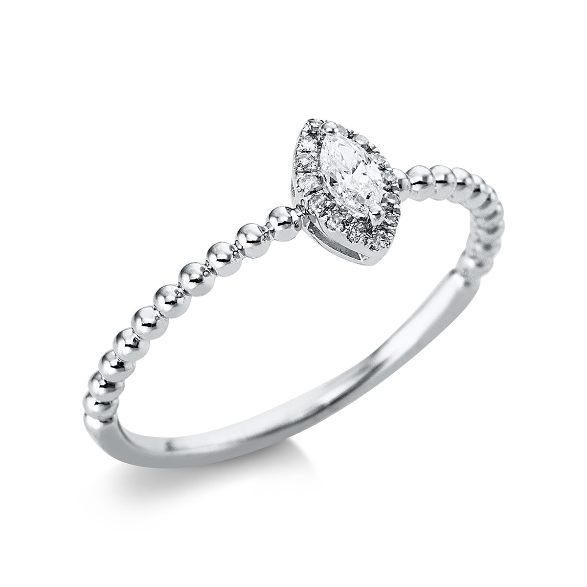 diamond single cut solitaire with accent stones ring in white gold