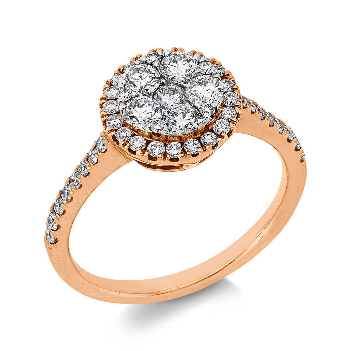 diamond full cut illusion classic ring in red gold / white gold