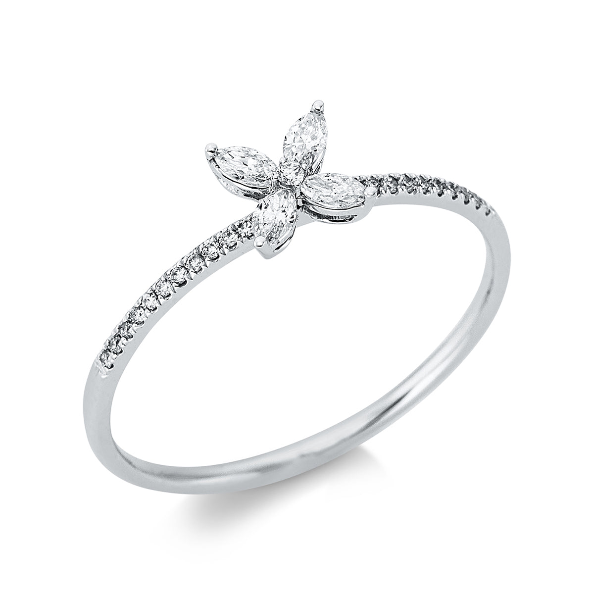 diamond full cut modern woman ring in white gold