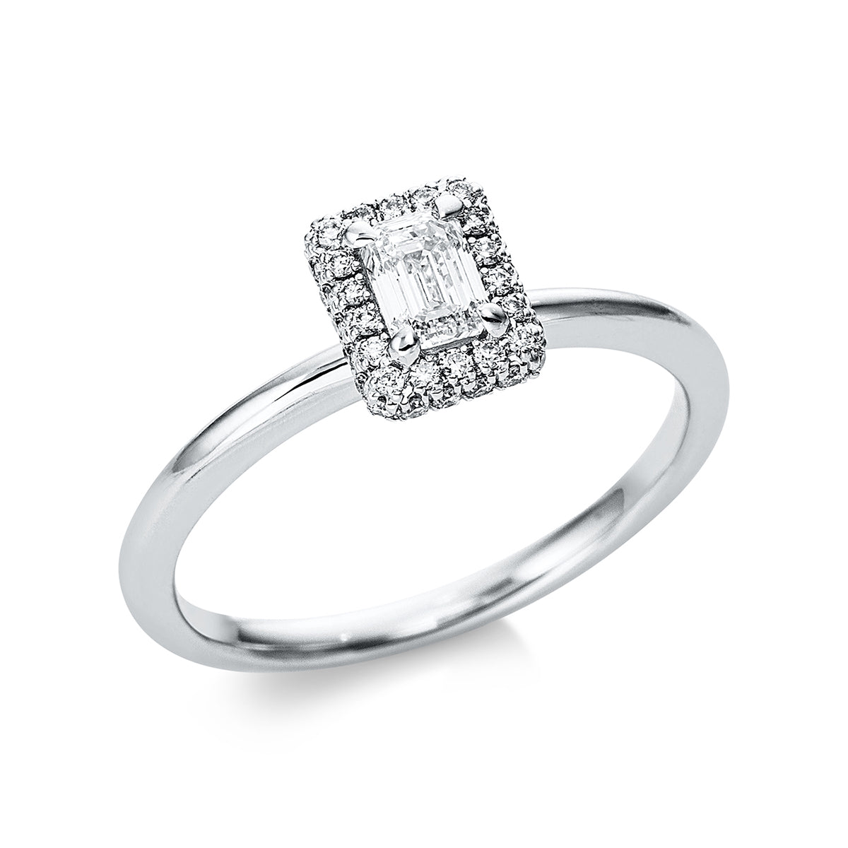 diamond full cut solitaire with accent stones ring in white gold