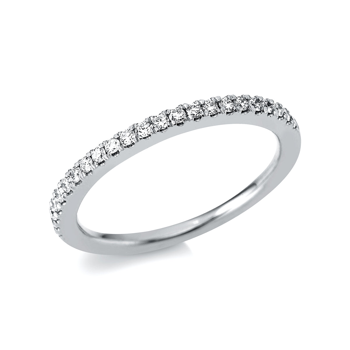 diamond full cut eternity half ring in white gold
