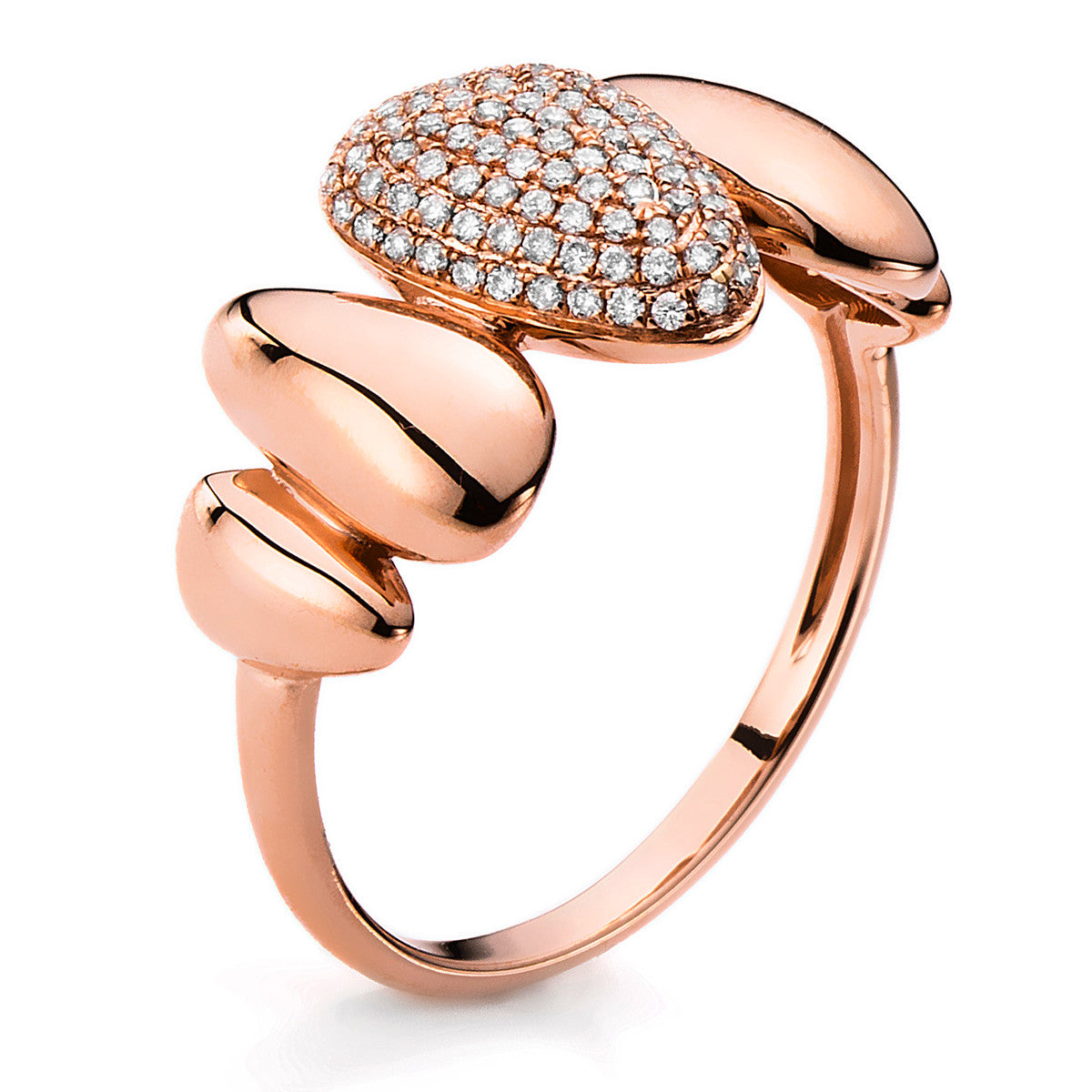 diamond full cut pavé ring in red gold