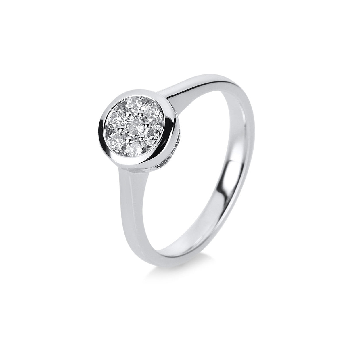 diamond full cut illusion classic ring in white gold