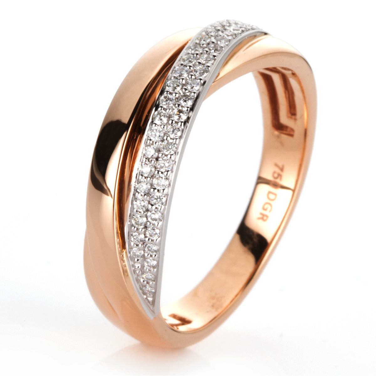 diamond full cut modern woman ring in red gold / white gold