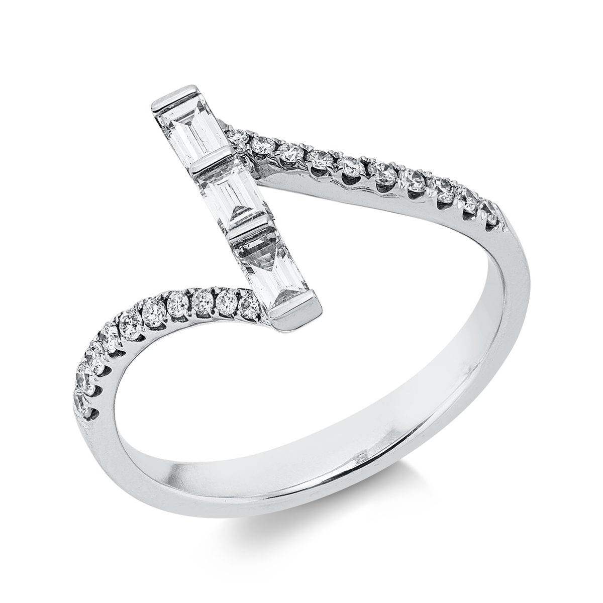 diamond full cut modern woman ring in white gold