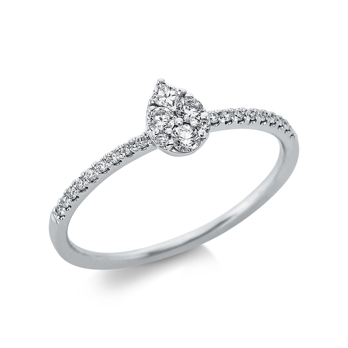 diamond full cut illusion classic ring in white gold