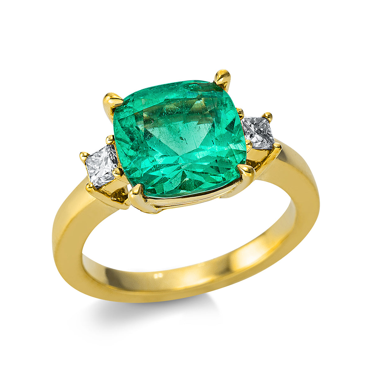 princess tanzanite colored stone classic ring in yellow gold