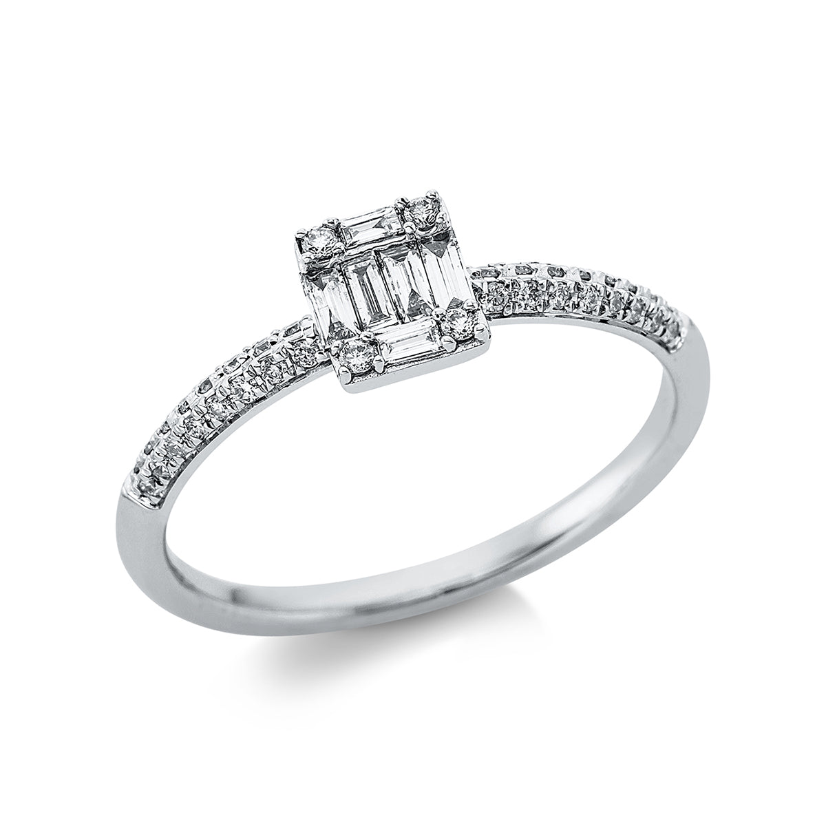 diamond full cut illusion classic ring in white gold