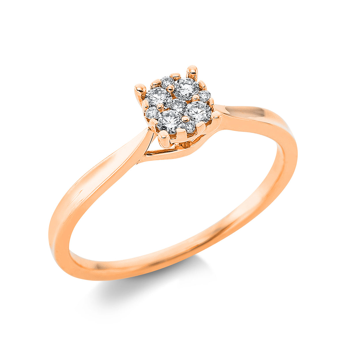 diamond full cut illusion classic ring in red gold