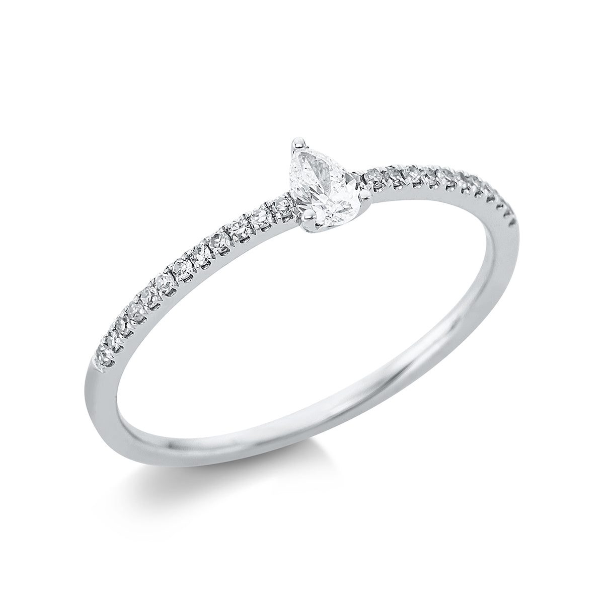 pear shape solitaire with accent stones ring in white gold
