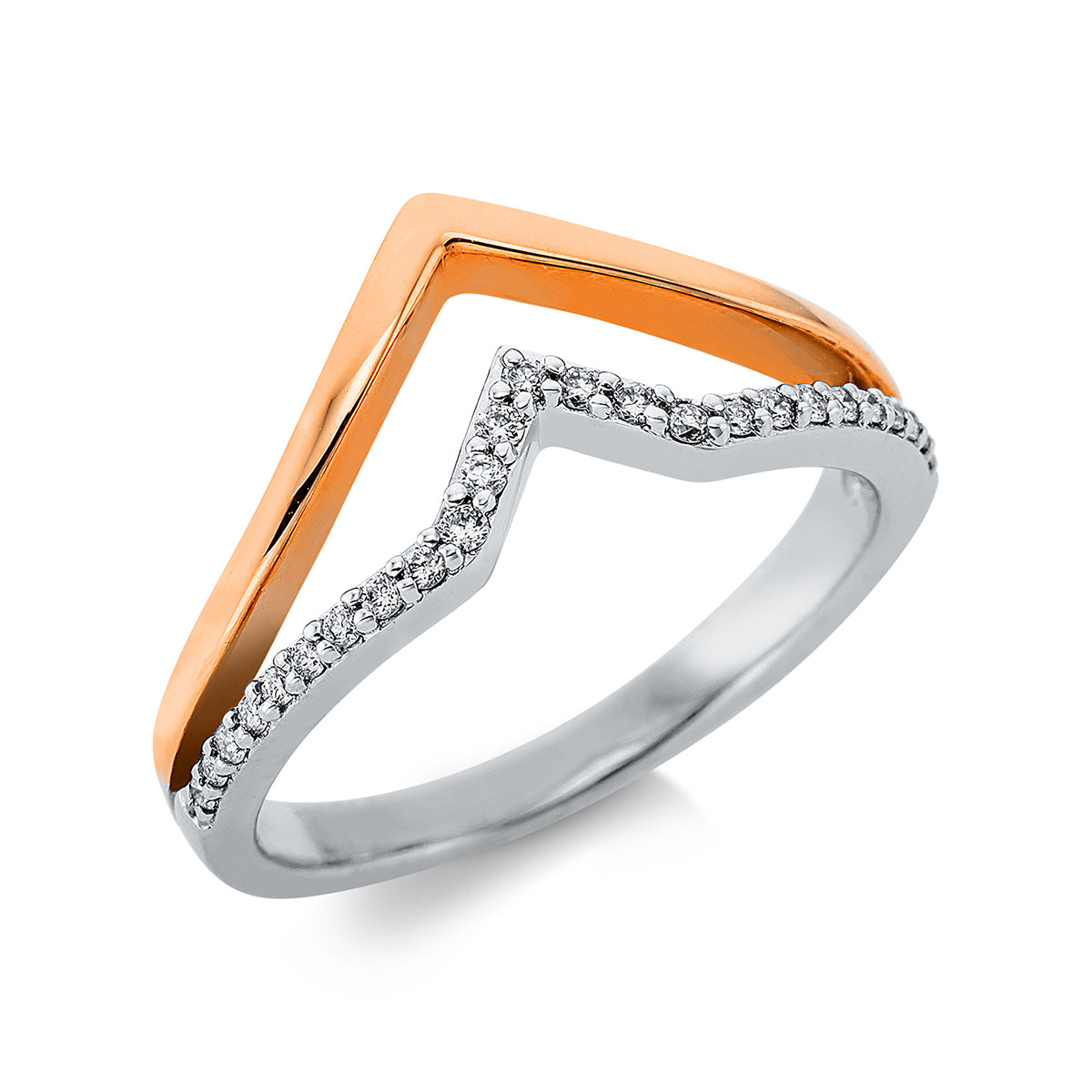 diamond full cut modern woman ring in red gold / white gold