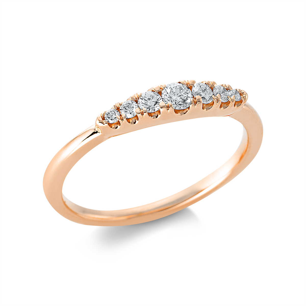 diamond full cut modern woman ring in red gold