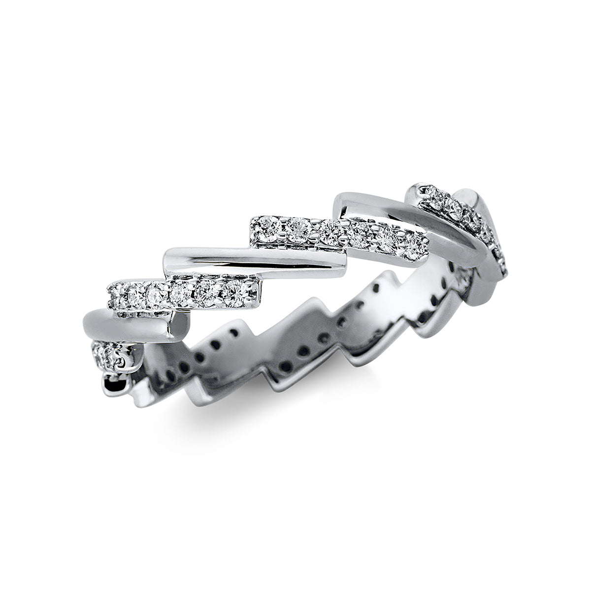 diamond full cut modern woman ring in white gold