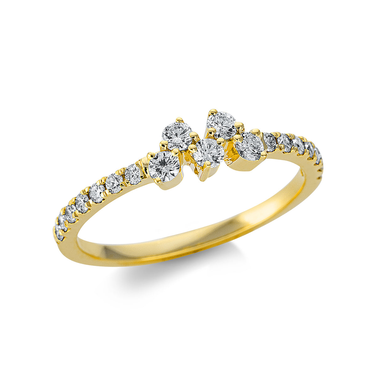 diamond full cut modern woman ring in yellow gold