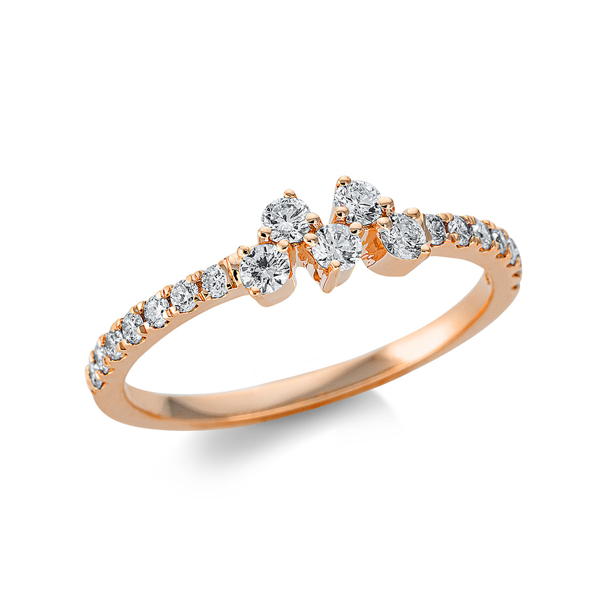 diamond full cut modern woman ring in red gold