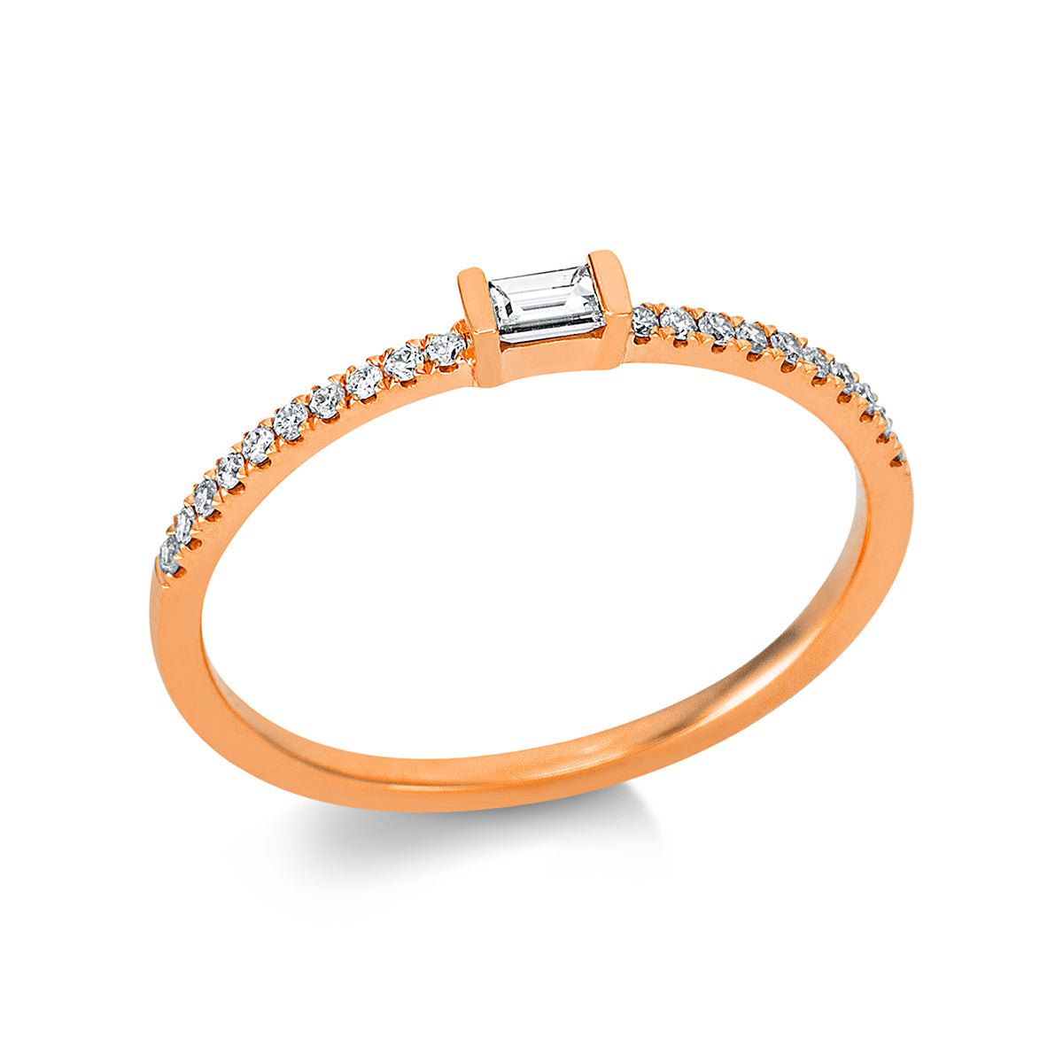 diamond full cut solitaire with accent stones ring in red gold