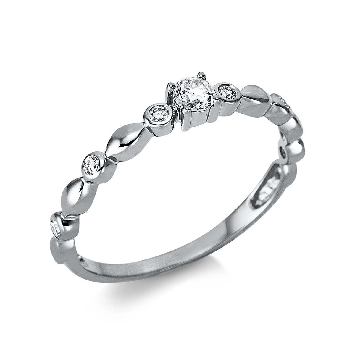 diamond full cut modern woman ring in white gold