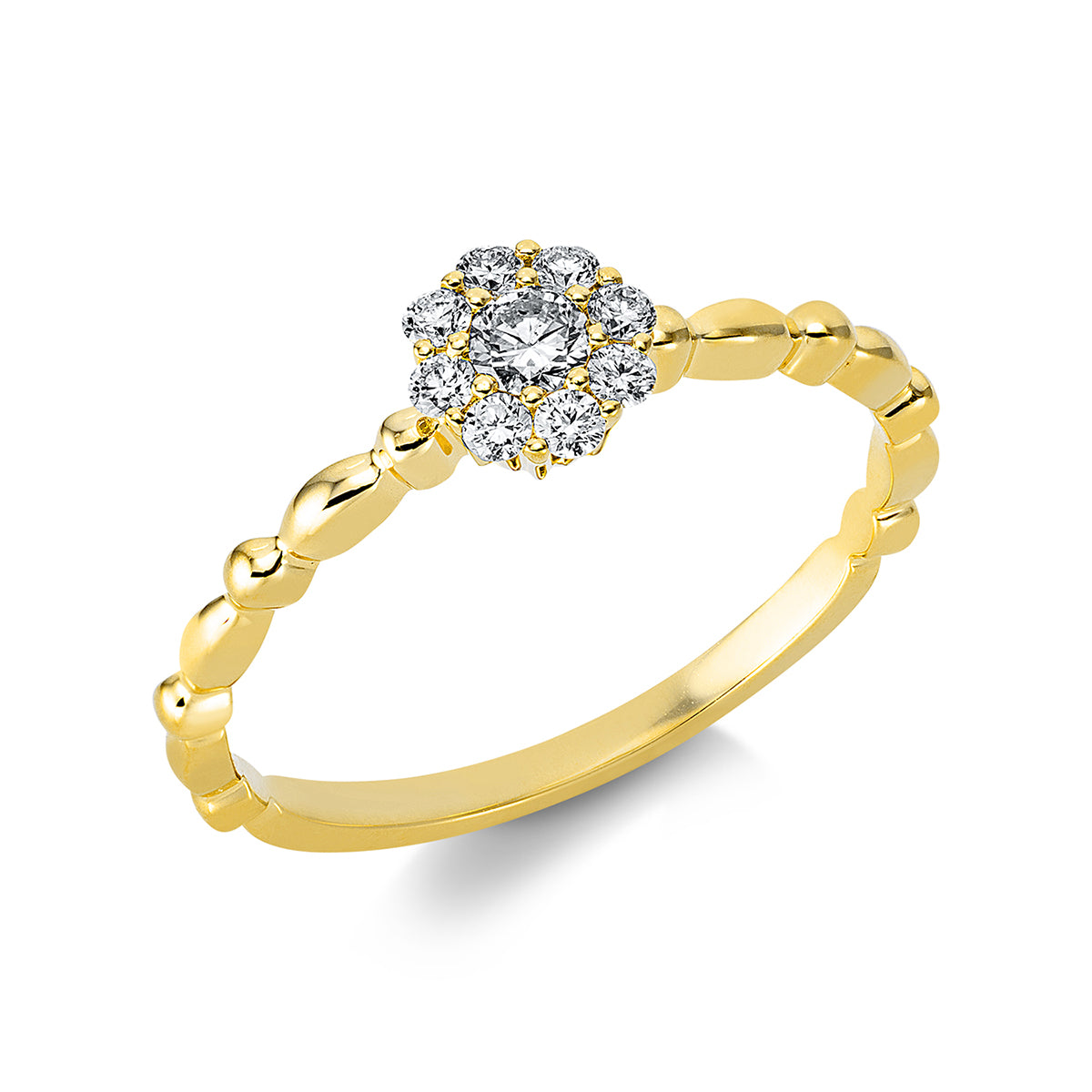 diamond full cut illusion classic ring in yellow gold