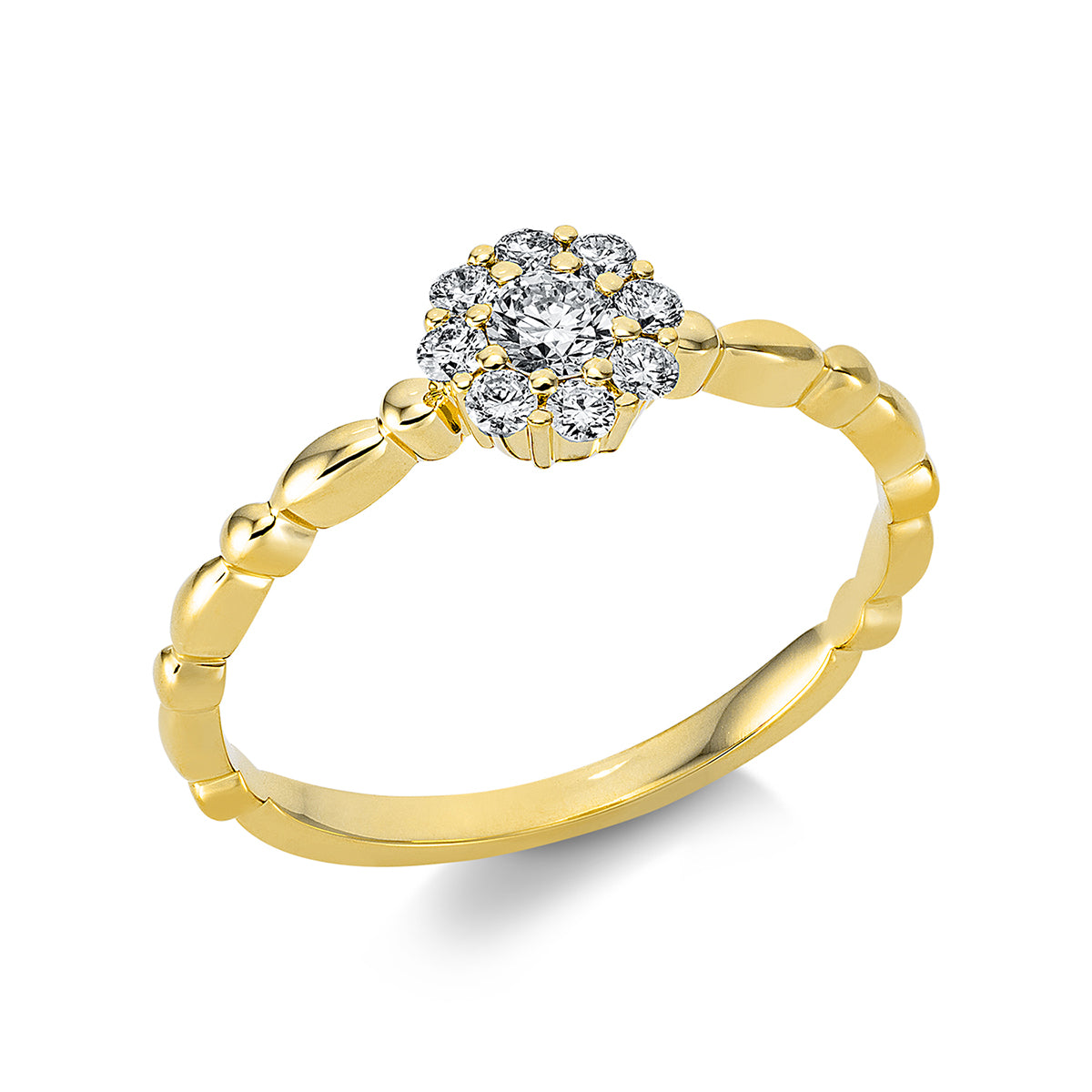 diamond full cut illusion classic ring in yellow gold