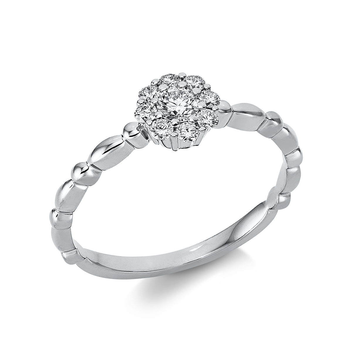 diamond full cut illusion classic ring in white gold