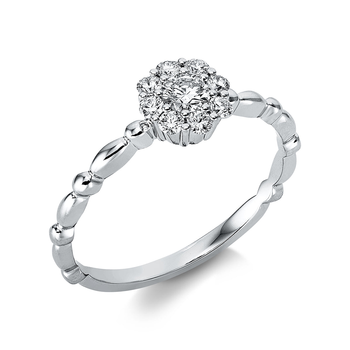 diamond full cut illusion classic ring in white gold