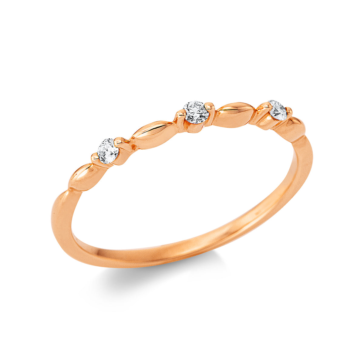 diamond full cut modern woman ring in red gold