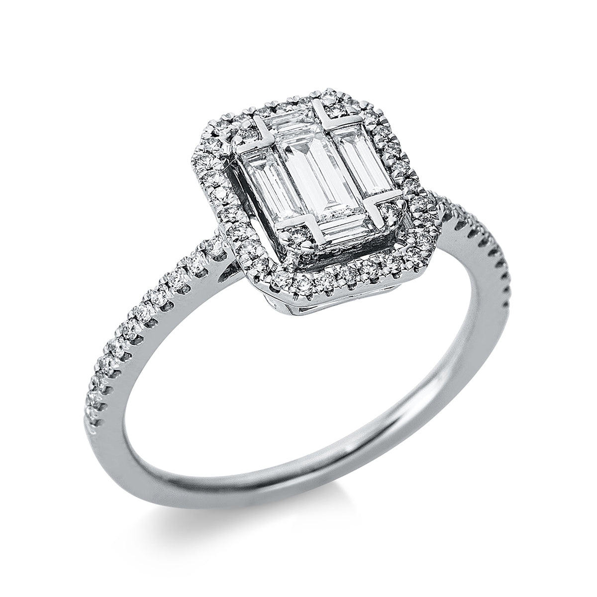 diamond full cut illusion classic ring in white gold