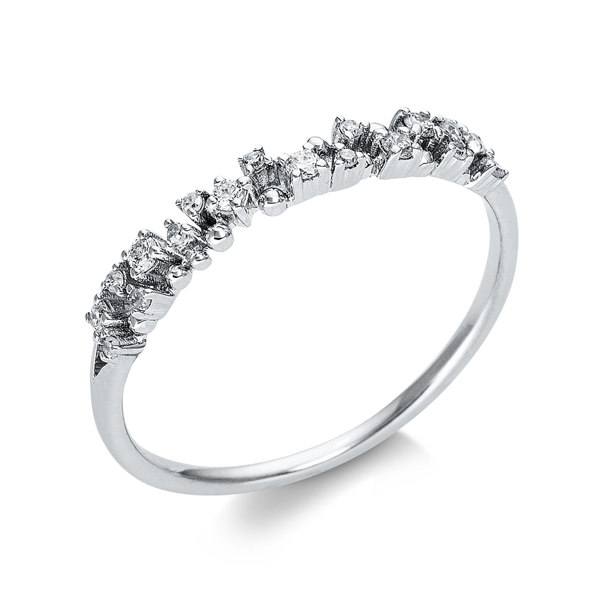 diamond full cut eternity half ring in white gold