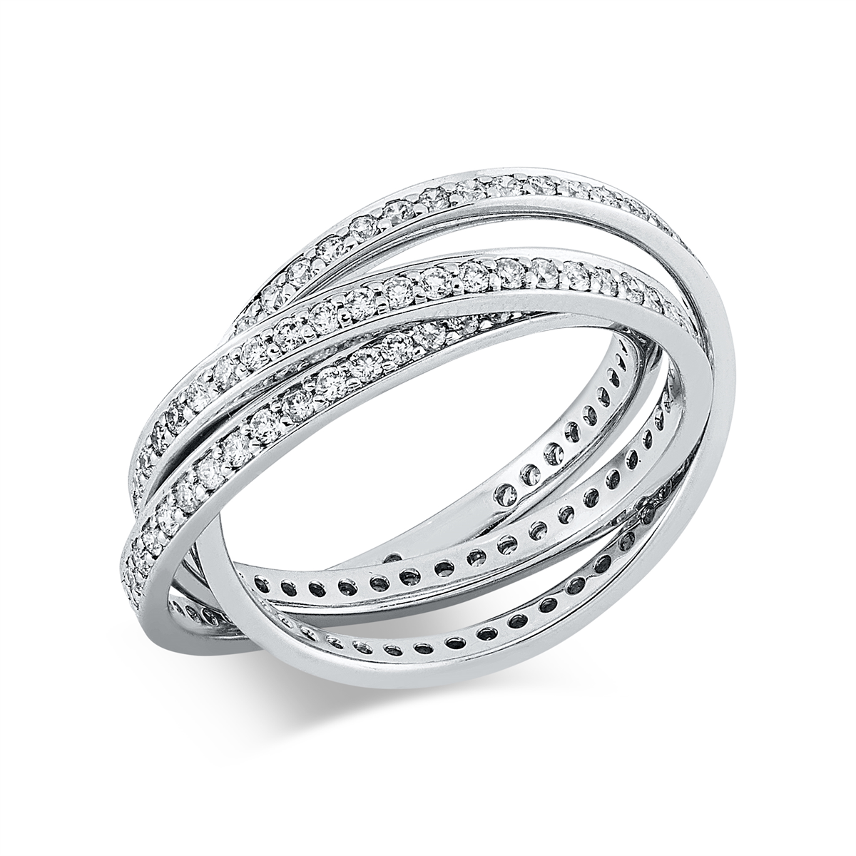 diamond full cut multi-stone ring in white gold