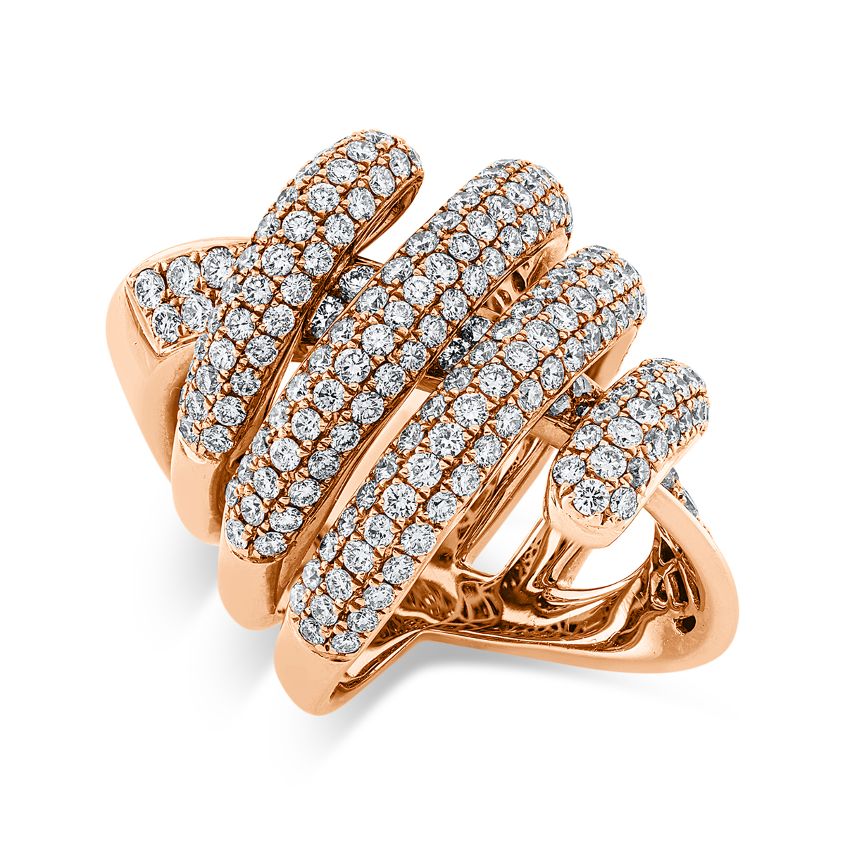 diamond full cut pavé ring in red gold