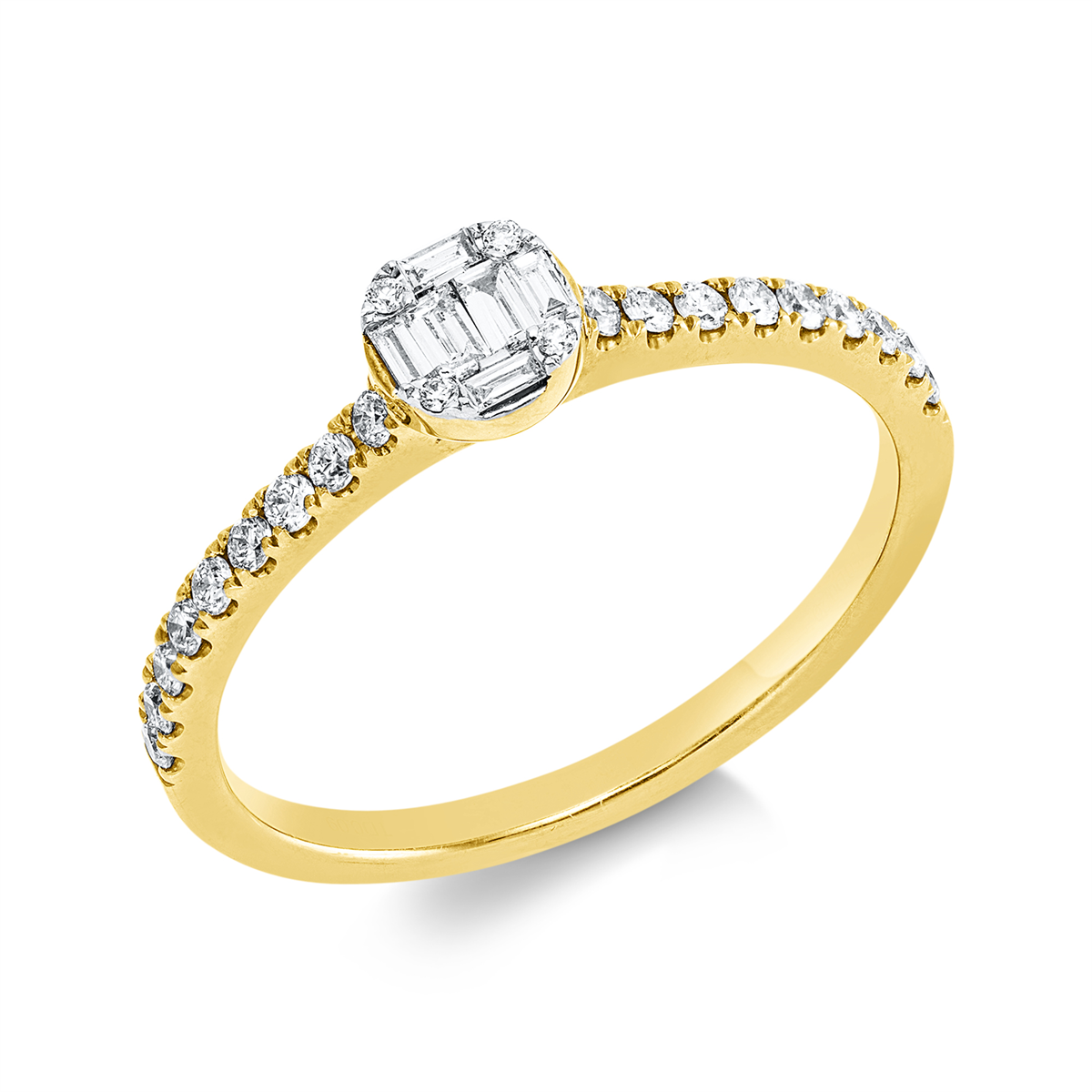 diamond full cut illusion classic ring in yellow gold