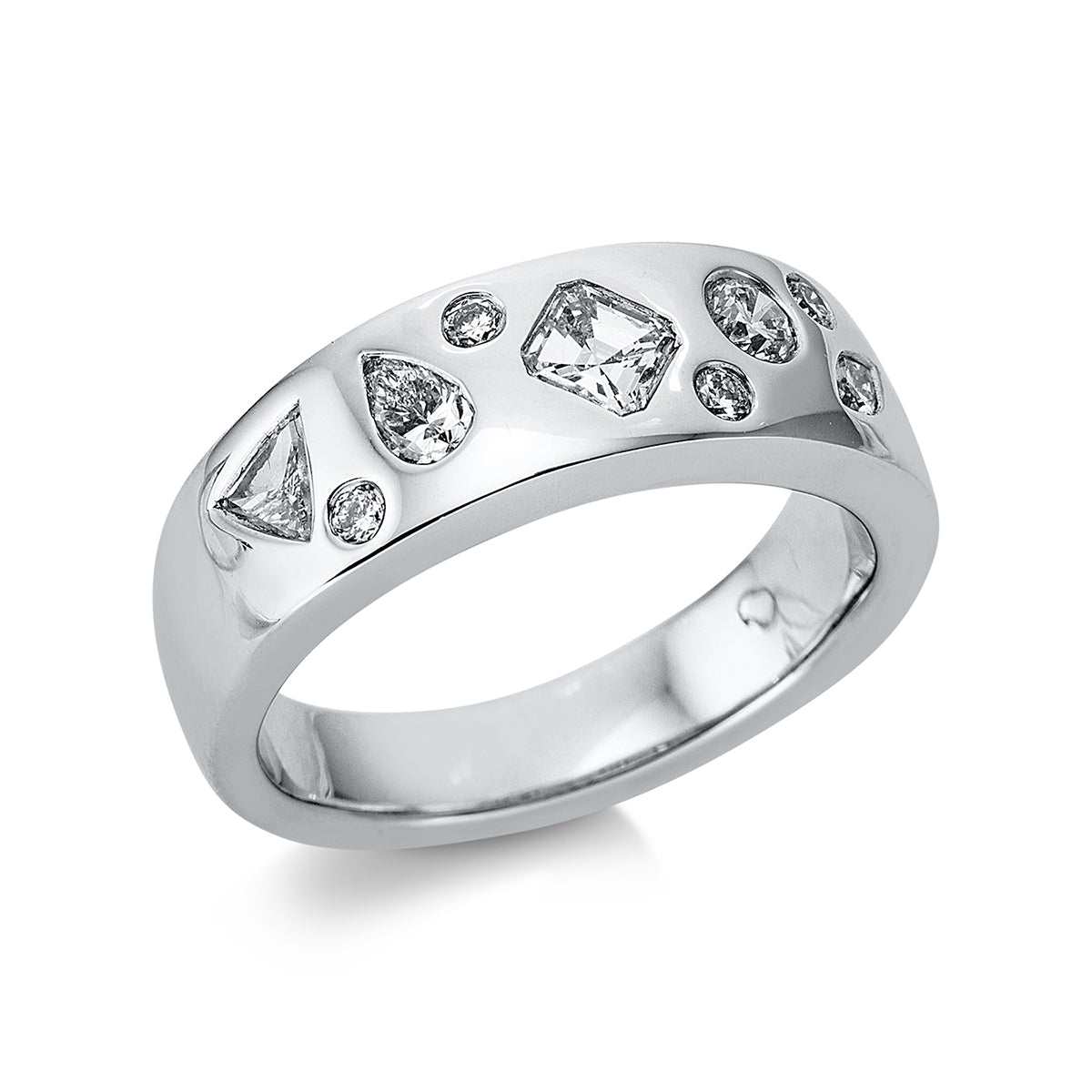 diamond full cut multi-stone ring in white gold