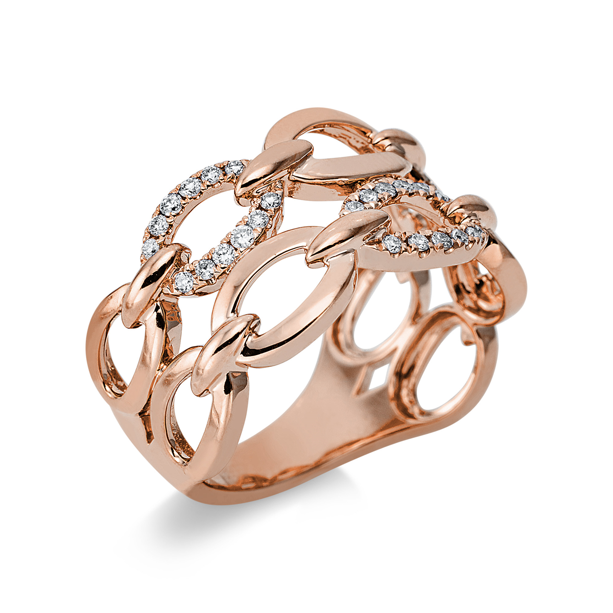 diamond full cut modern woman ring in red gold